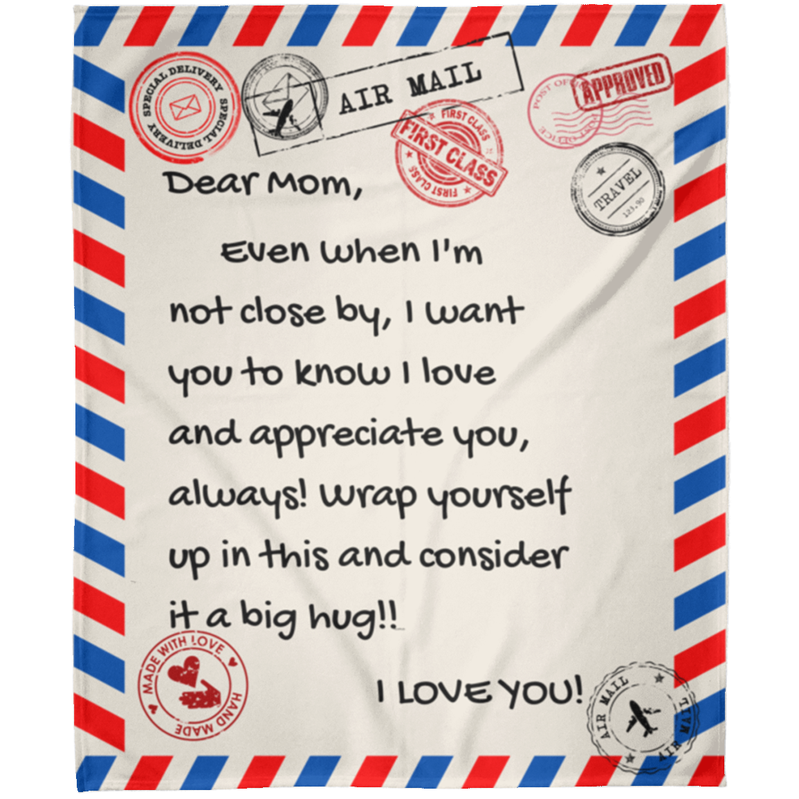 "Dear Mom" or "Dear Dad", "I Love You!" Blanket FROM SON OR DAUGHTER