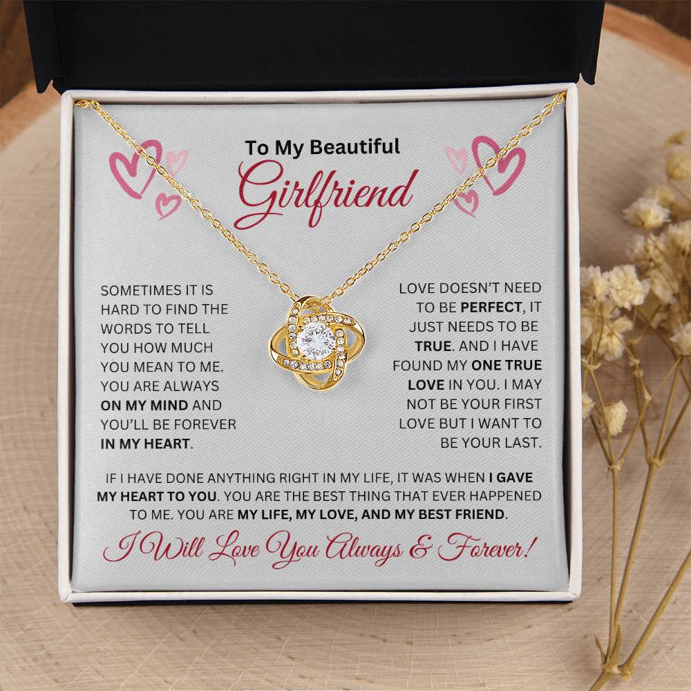 To My Beautiful Girlfriend-My One True Love (Love Knot Necklace)