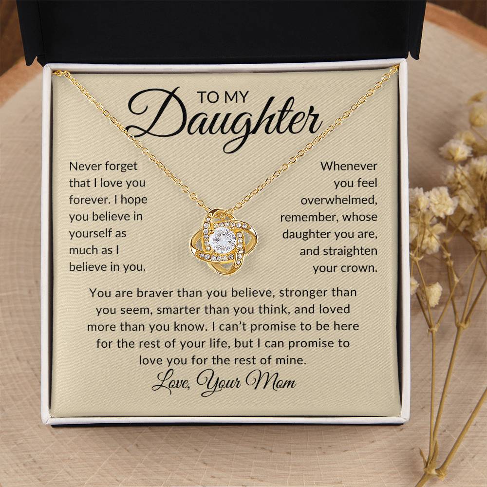 To My Daughter | Love You Forever | Love Your Mom (Love Knot Necklace)