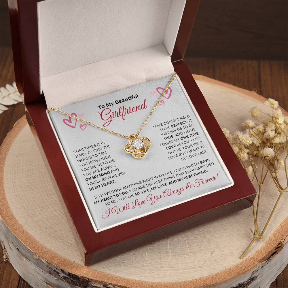 To My Beautiful Girlfriend-My One True Love (Love Knot Necklace)