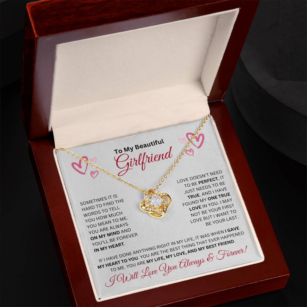 To My Beautiful Girlfriend-My One True Love (Love Knot Necklace)