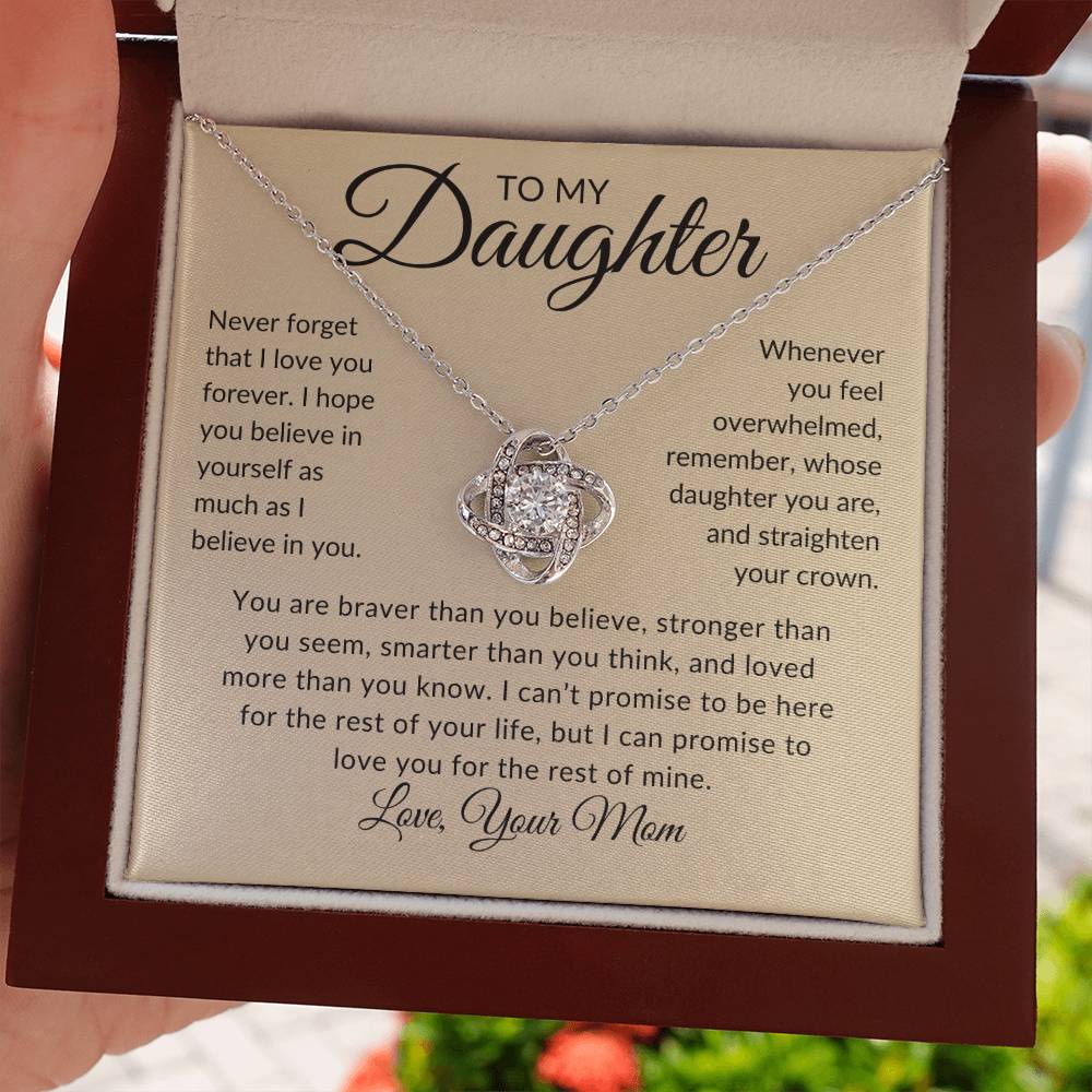 To My Daughter | Love You Forever | Love Your Mom (Love Knot Necklace)