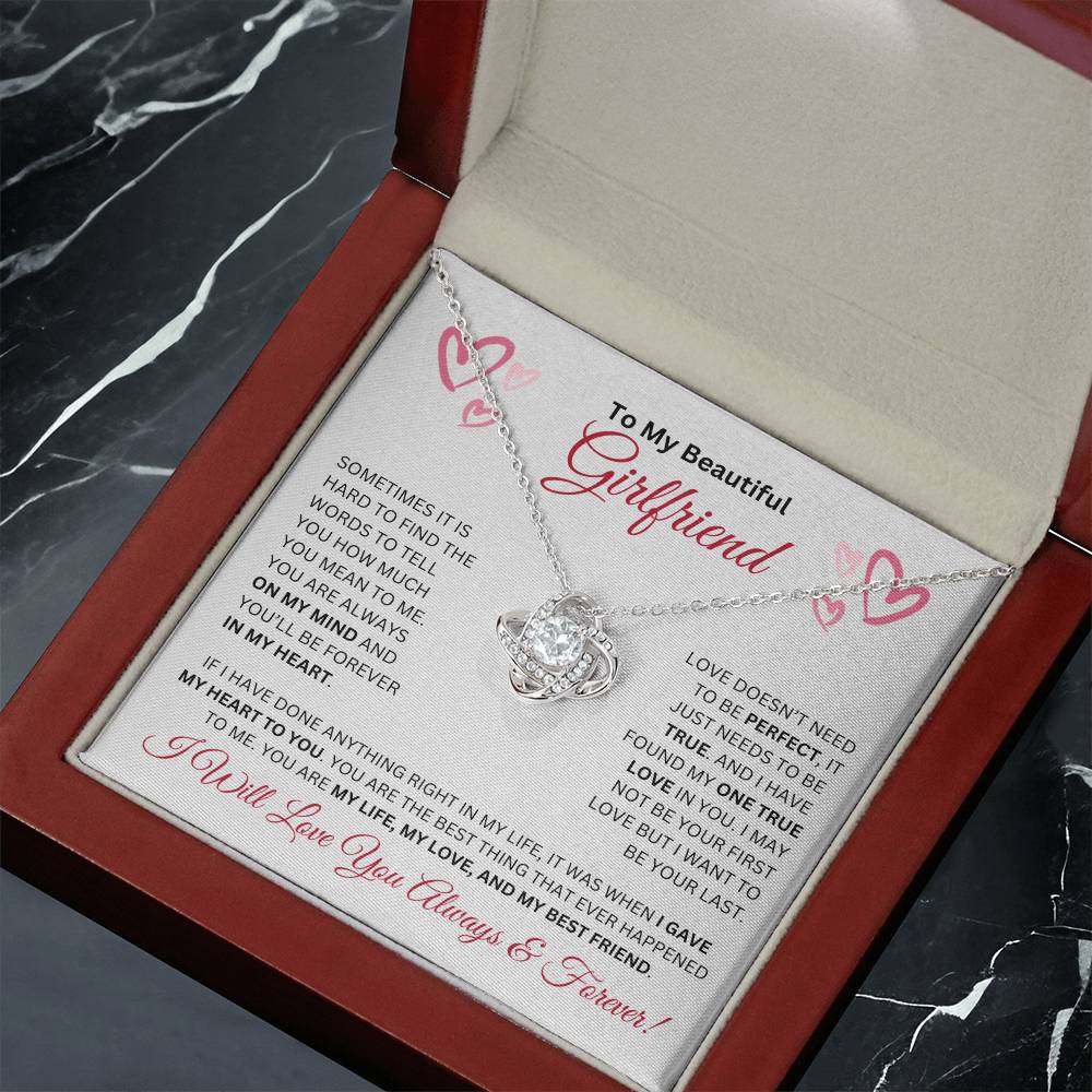 To My Beautiful Girlfriend-My One True Love (Love Knot Necklace)