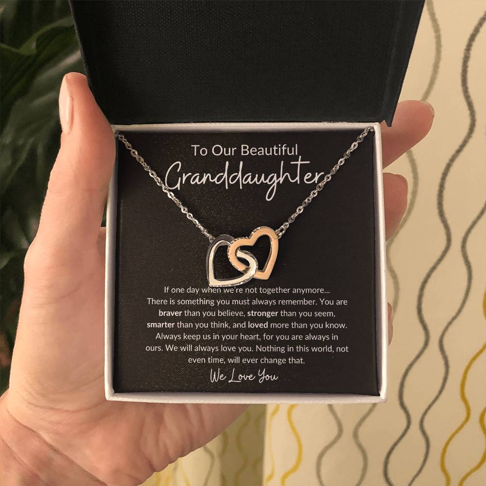 To Our Beautiful Granddaughter - We Love You (Interlocking Hearts Necklace), Gift for Granddaughter from Us, Birthday Gift for Granddaughter, Valentine's Day Gift for Granddaughter