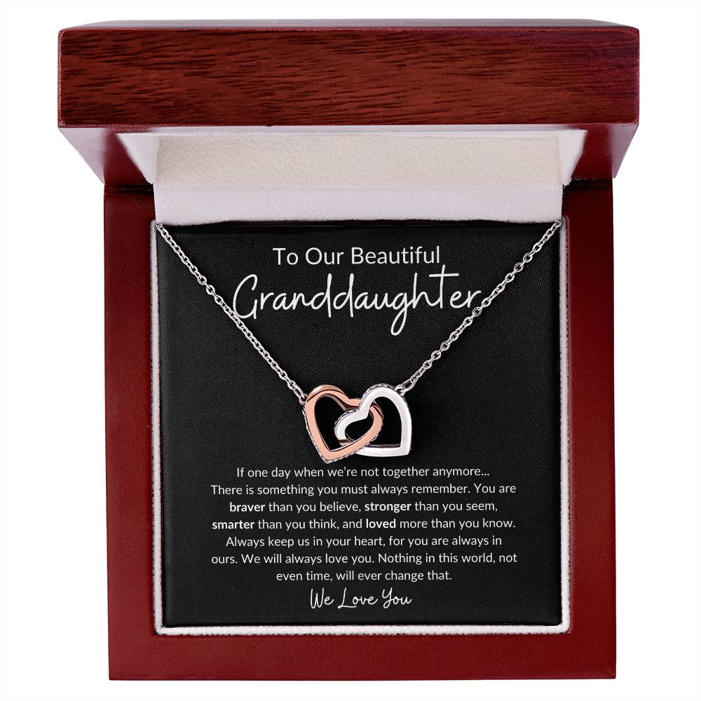 To Our Beautiful Granddaughter - We Love You (Interlocking Hearts Necklace), Gift for Granddaughter from Us, Birthday Gift for Granddaughter, Valentine's Day Gift for Granddaughter