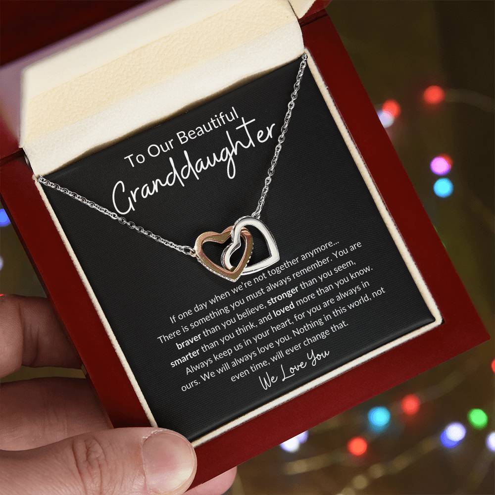 To Our Beautiful Granddaughter - We Love You (Interlocking Hearts Necklace), Gift for Granddaughter from Us, Birthday Gift for Granddaughter, Valentine's Day Gift for Granddaughter