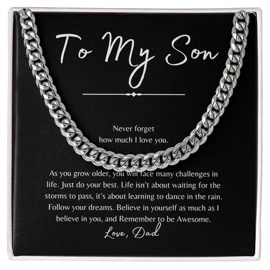 To My Son | Be Awesome - Love Dad (Cuban Link Chain)