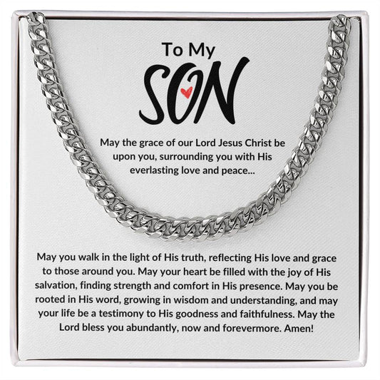 To My Son, Christmas Gift For Son, Just Because For Son, Christian Chain For Son, Christian Jewelry For Son (Cuban Link Chain)