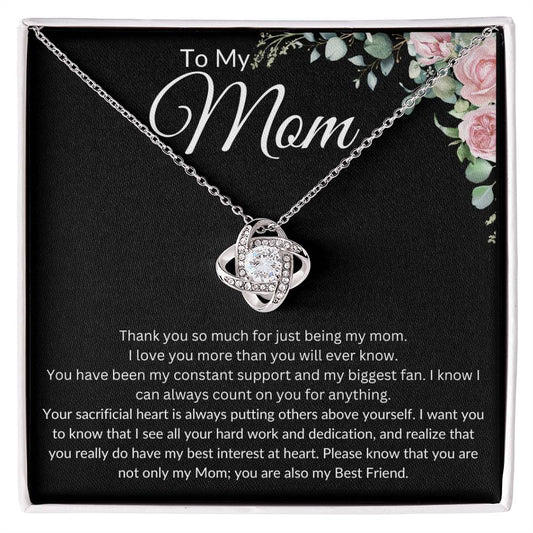 Just Because Gift For Mom, Mother's Day Gift, To Mom From Son or Daughter, Necklace For Mom, To Mom, Valentine's Day, All Occasion Necklace (Love Knot Necklace)