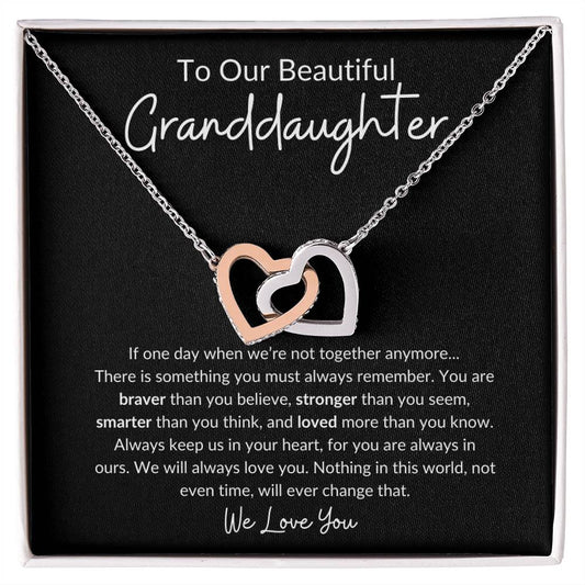 To Our Beautiful Granddaughter - We Love You (Interlocking Hearts Necklace), Gift for Granddaughter from Us, Birthday Gift for Granddaughter, Valentine's Day Gift for Granddaughter