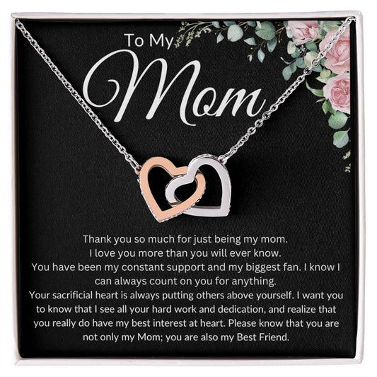Mother's Day Gift, To My Mom, Gift For Mom From Son or Daughter, Just Because Gift For Mom, Necklace For Mom (Interlocking Heart Necklace)